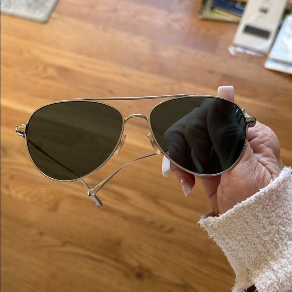 RARE! Garrett Leight Culver Silver Aviator Sunglasses main image 5